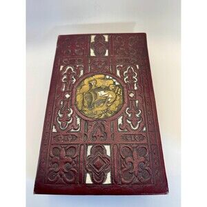 Bausch & Lomb Miniature Slide Library Box Red & Gold Wood Flip Lid